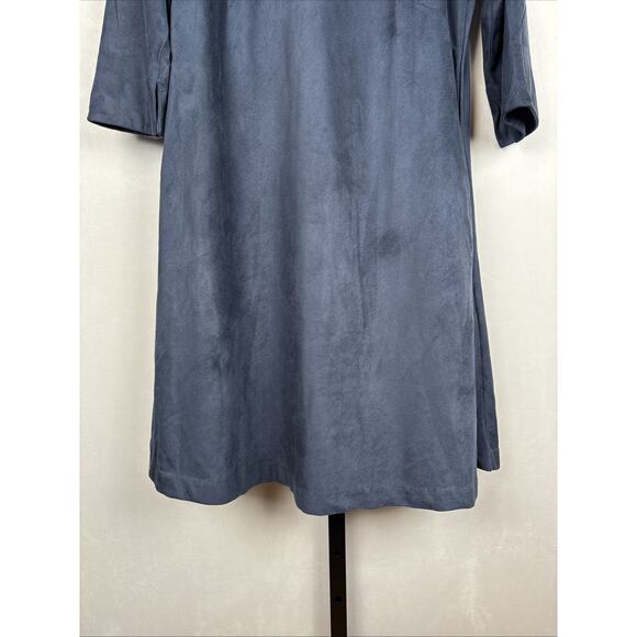 NEW Gretchen Scott Button Back Swing Dress Women's Small Ultra Suede Navy Preppy - Picture 4 of 10